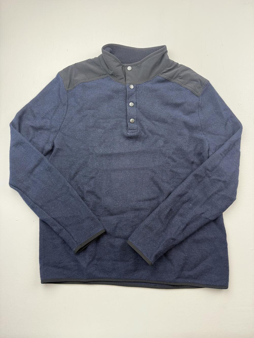 Vineyard Vines Sweater Mens XL Blue Mock Neck Merino Henley Knit Pullover
